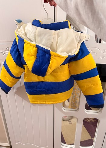 Kapüşonlu Sarı-Mavi Erkek Çocuk Mont - Görsel 5