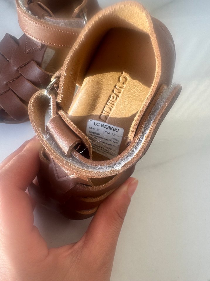 Erkek Çocuk Kahverengi Deri Tokalı Sandalet - Görsel 3