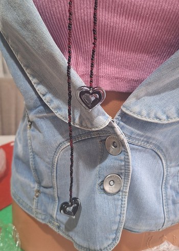 Bordo -Siyah Boncuklu Uzun  Kolye(Beaded Flower Chocker) - Görsel 6