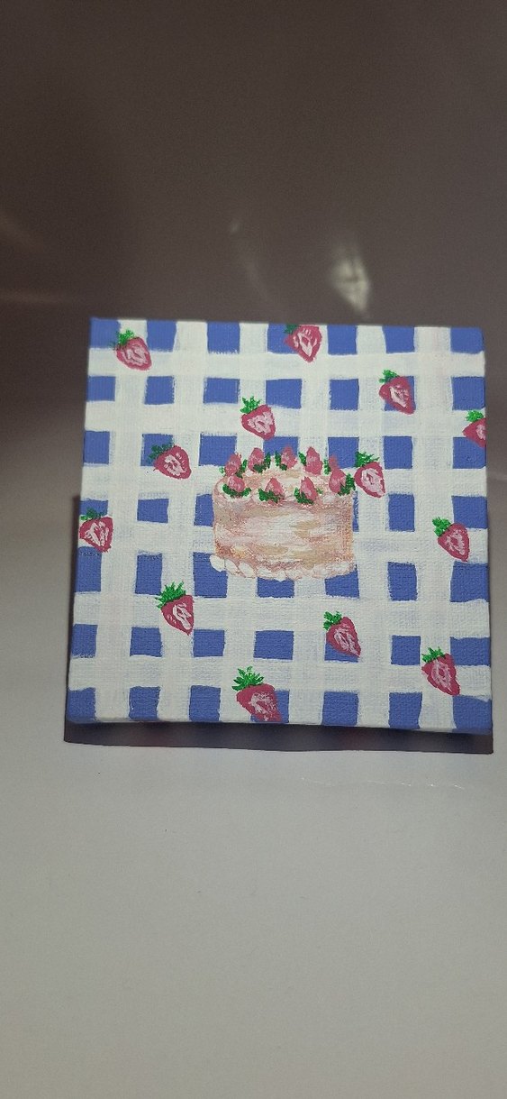 Kareli pastali tuval tablo - Görsel 2