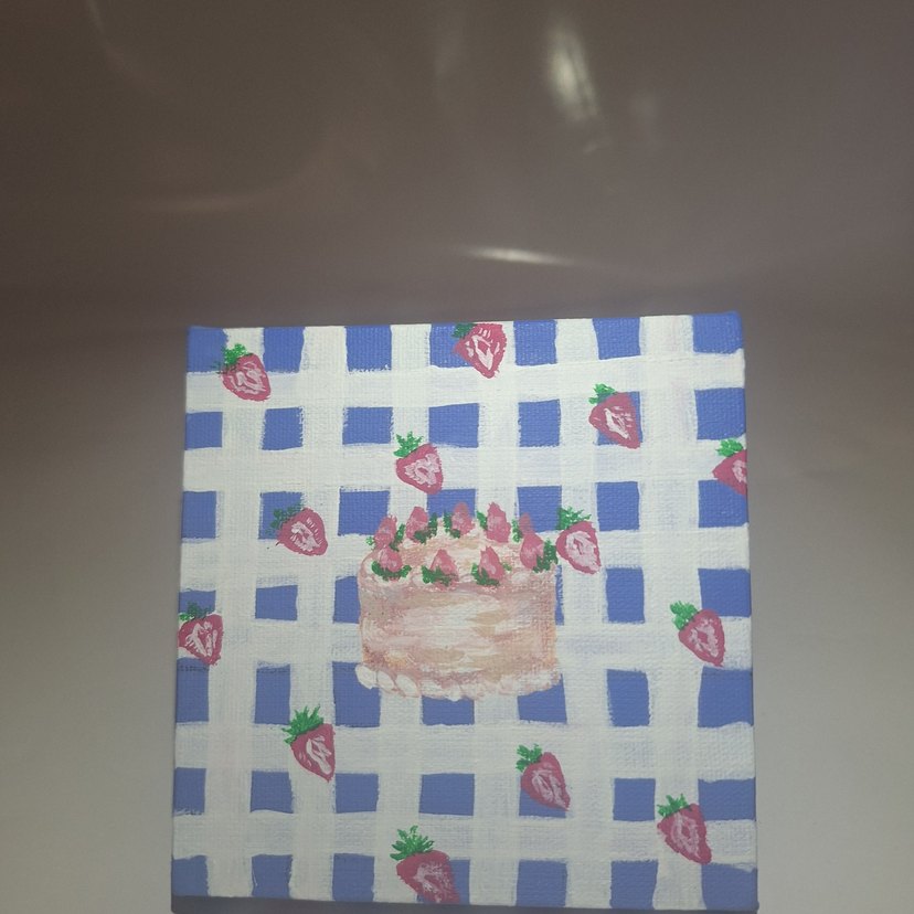 Kareli pastali tuval tablo - Görsel 5