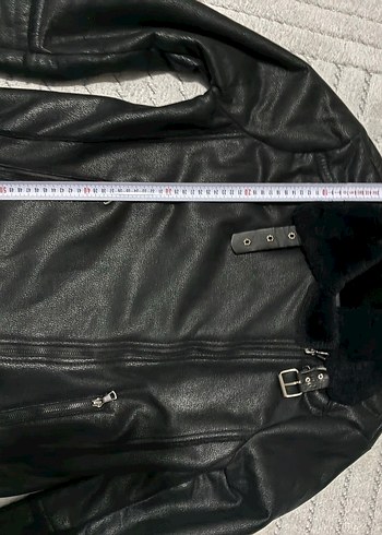 36 Beden siyah Renk Kürklü Siyah Deri Kadın Ceket