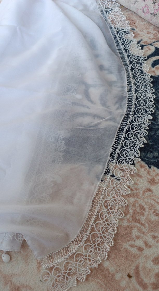 Dantel Detaylı Beyaz Kadın Şal mekik oyasi - Görsel 2