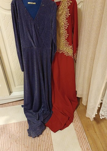 Bordo İşlemeli Uzun Kollu Kadın Elbise ikisi bufiyat - Görsel 2