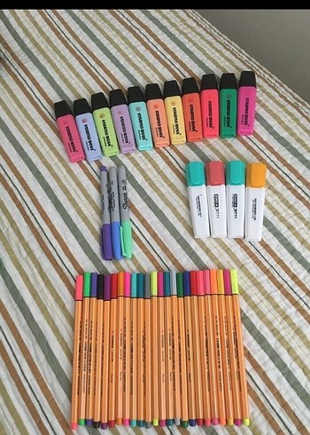 Pastel Renkli Çoklu Kalem ve İşaretleyici Seti