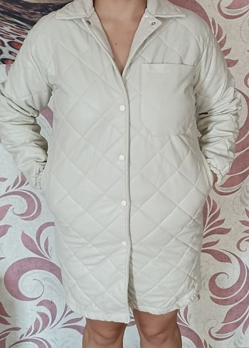 Beyaz Elani Kapitone Mont / Ceket - Görsel 10