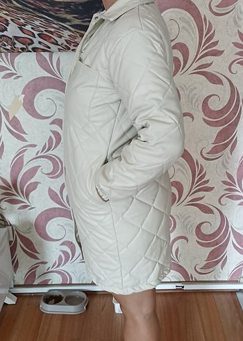 Beyaz Elani Kapitone Mont / Ceket - Görsel 9