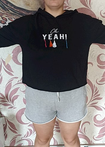 Siyah Baskılı Kadın Sweatshirt - Görsel 5