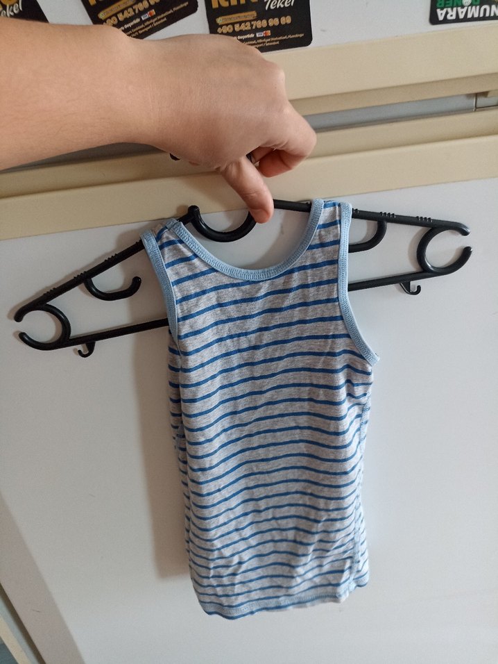 Mavi Çizgili Bebek Atlet - Görsel 4