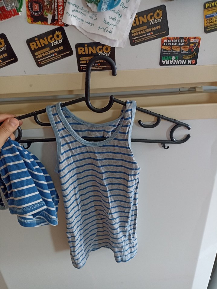 Mavi Çizgili Bebek Atlet - Görsel 3