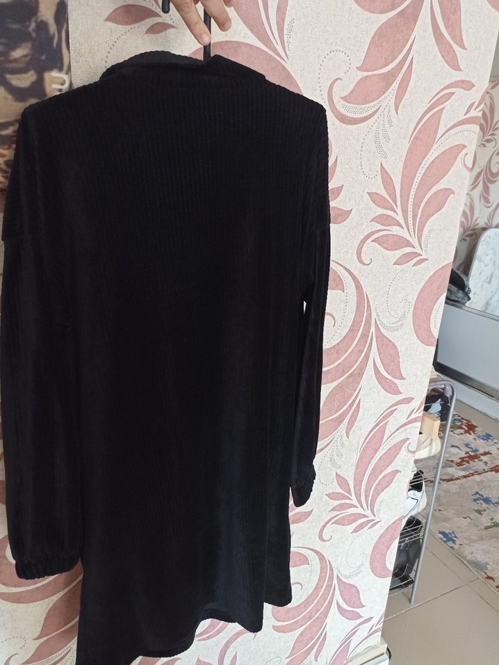 Siyah Kadife Fermuarlı Kısa Elbise / Tunik - Görsel 5