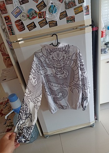 Baskılı Beyaz Erkek İnce Ceket - Görsel 6