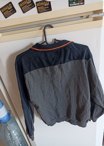 Gri Uzun Kollu Düğmeli Sweatshirt - Görsel 5