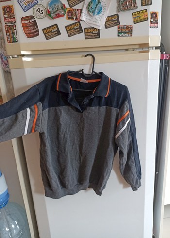 Gri Uzun Kollu Düğmeli Sweatshirt - Görsel 3