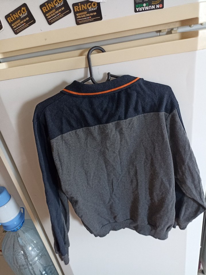 Gri Uzun Kollu Düğmeli Sweatshirt - Görsel 5