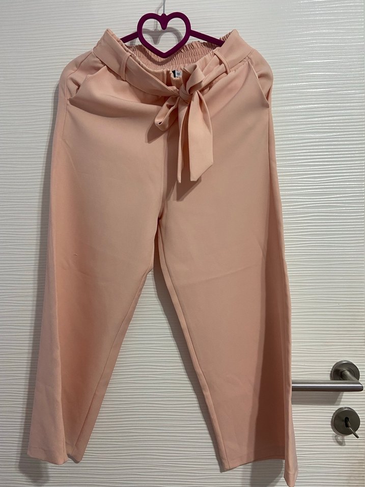 Pembe Midi Dökümlü Kadın Kumaş Pantolon - Görsel 2