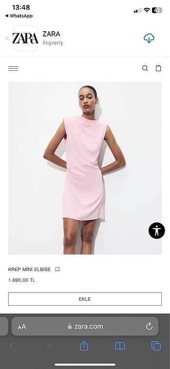 Zara Zara pembe kısa krep elbise