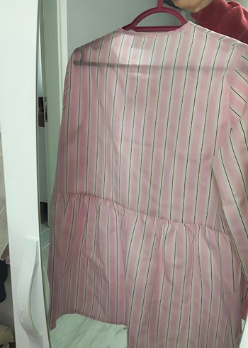l Beden pembe Renk Düğmeli Uzun Kollu Pembe Gömlek