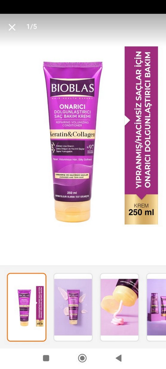 Bioblas Onarıcı Dolgunlaştırıcı Saç Bakım Kremi 250ml - Görsel 3