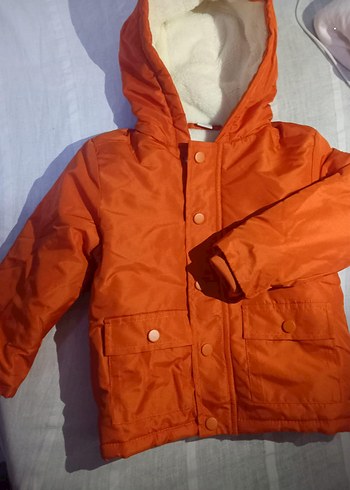 Turuncu Kapüşonlu Erkek Bebek Mont - Görsel 5