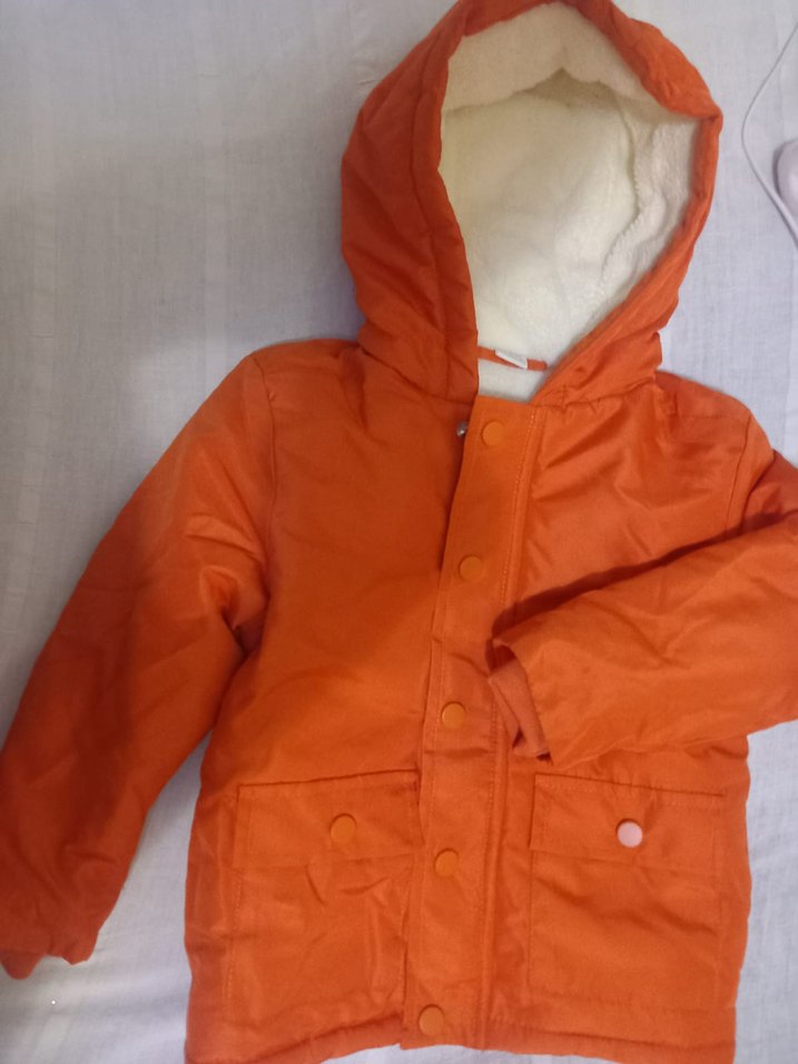 Turuncu Kapüşonlu Erkek Bebek Mont - Görsel 3