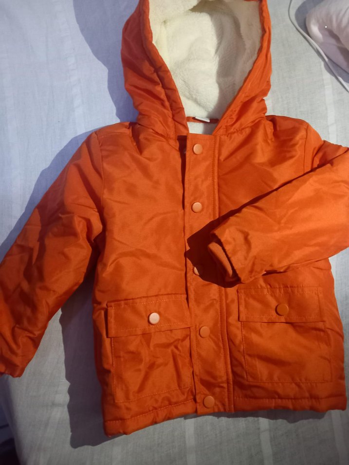 Turuncu Kapüşonlu Erkek Bebek Mont - Görsel 5