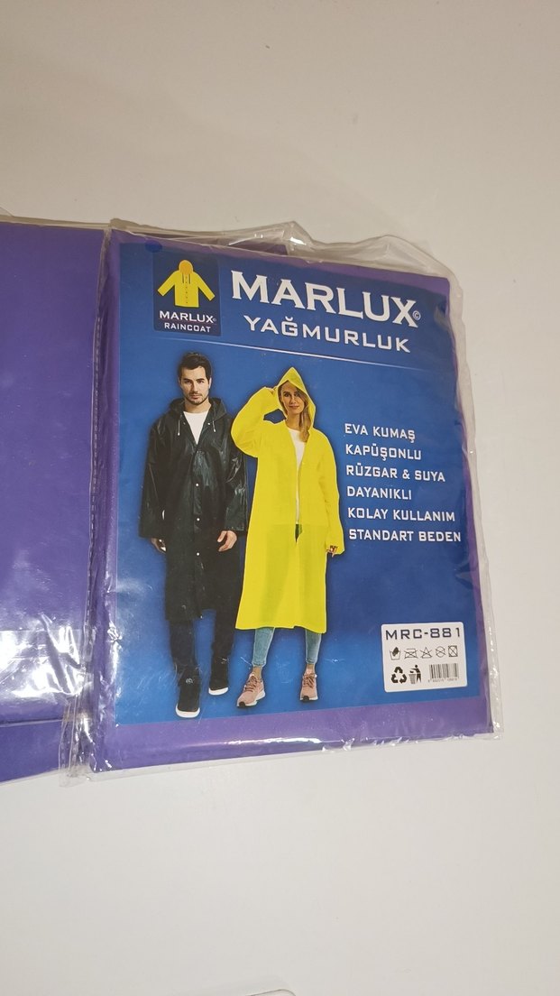 Mor Uzun Kadın Yağmurluk Kapüşonlu - Görsel 2