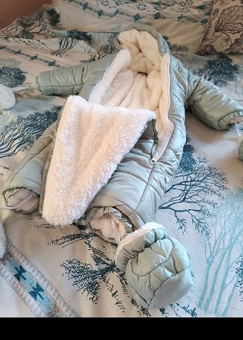 Gri Bebek Kız Tulum, Nakışlı ve Kürklü - Görsel 5