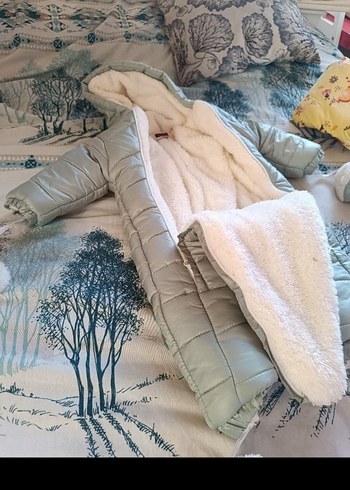 Gri Bebek Kız Tulum, Nakışlı ve Kürklü - Görsel 4