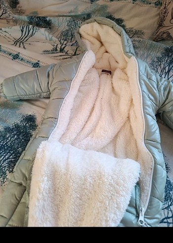 Gri Bebek Kız Tulum, Nakışlı ve Kürklü - Görsel 3