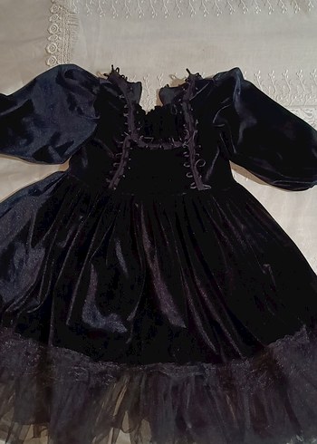 Kız Çocuk Siyah Gotik Fırfırlı Elbise - Görsel 4