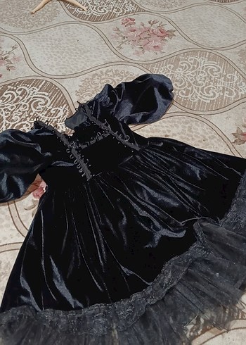 Kız Çocuk Siyah Gotik Fırfırlı Elbise - Görsel 2
