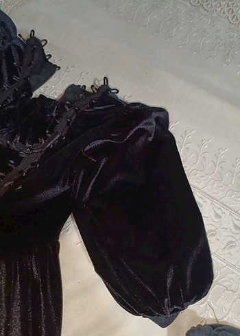 Kız Çocuk Siyah Gotik Fırfırlı Elbise - Görsel 5