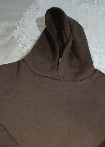 Kahverengi Kapüşonlu Rahat Kesim Sweatshirt - Görsel 2