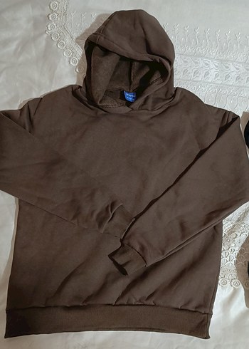 Kahverengi Kapüşonlu Rahat Kesim Sweatshirt - Görsel 4