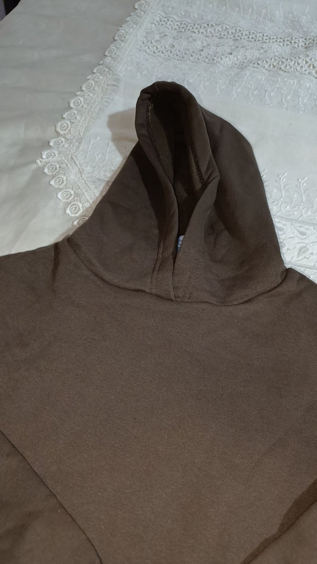 Kahverengi Kapüşonlu Rahat Kesim Sweatshirt - Görsel 2