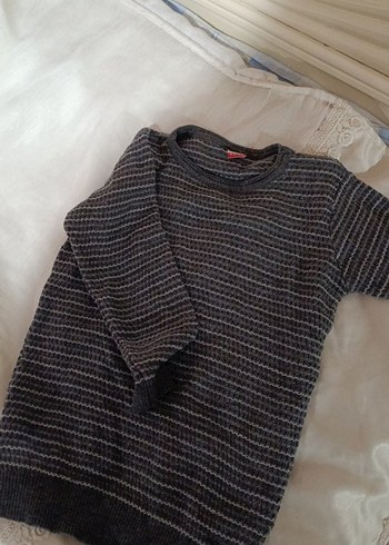 Gri erkek çocuk uzun  Kollu Triko Kazak - Görsel 4