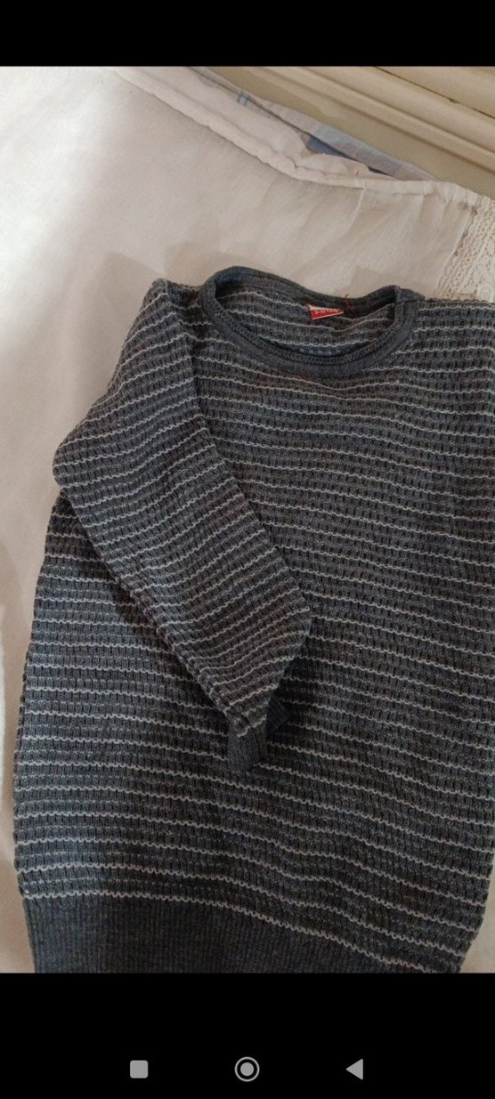 Gri erkek çocuk uzun  Kollu Triko Kazak - Görsel 2