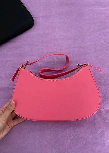 Fermuarlı Pembe Deri Kadın Çanta