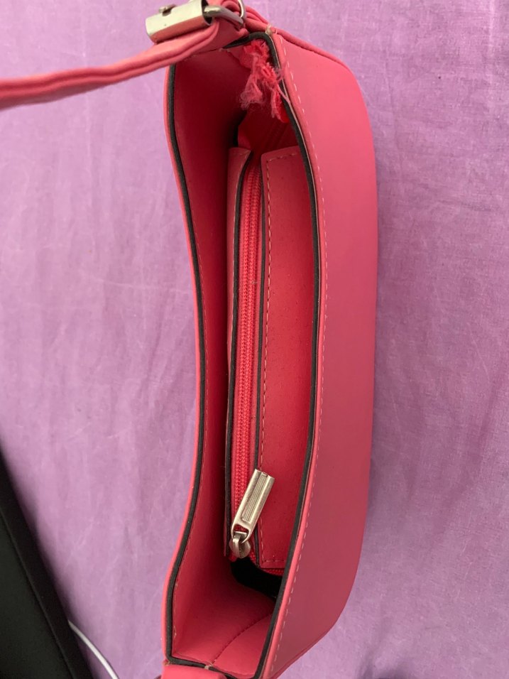 Fermuarlı Pembe Deri Kadın Çanta - Görsel 2