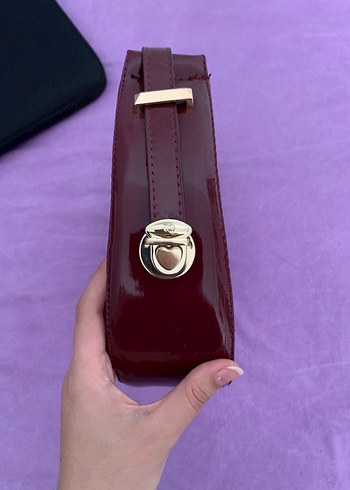 Diğer Parlak Bordo Deri Kadın Çantası