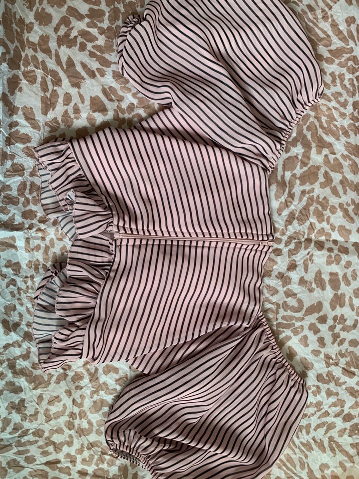 Pembe Çizgili Kısa Kol Mini Bluz - Görsel 3