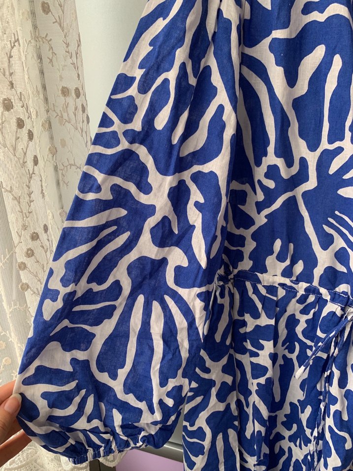 Mavi Batik Desenli Hamile Kısa Tunik/elbise - Görsel 4