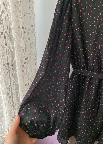 Renkli Desenli Uzun Kollu kısa Elbise - Görsel 3