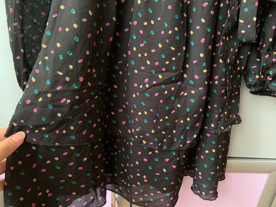 Renkli Desenli Uzun Kollu kısa Elbise - Görsel 2