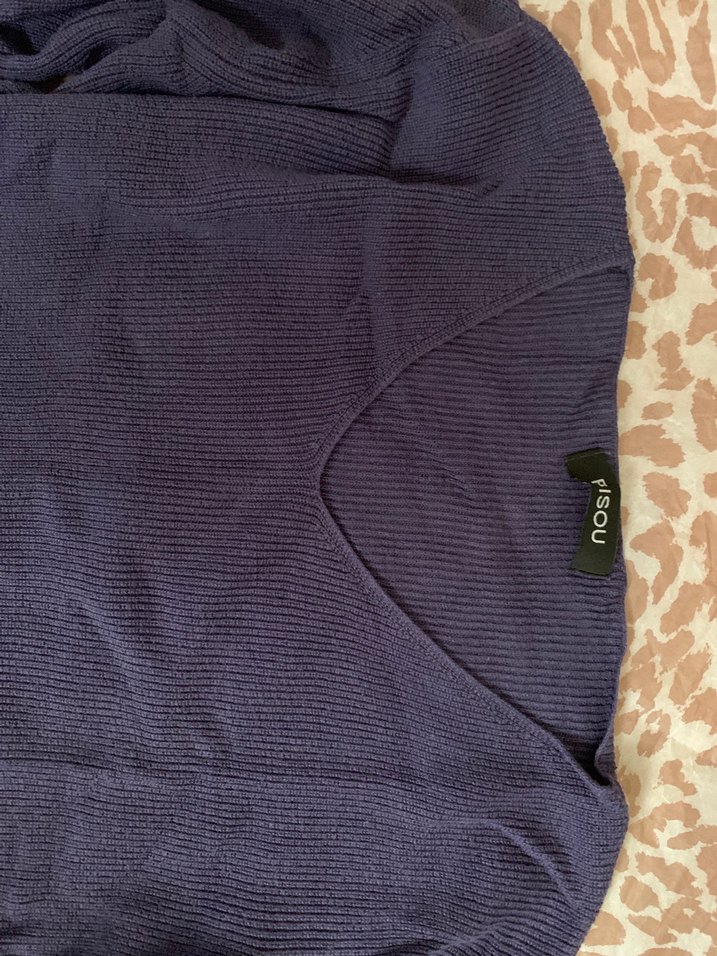 Mor V Yaka Uzun Kollu Triko Kazak - Görsel 2