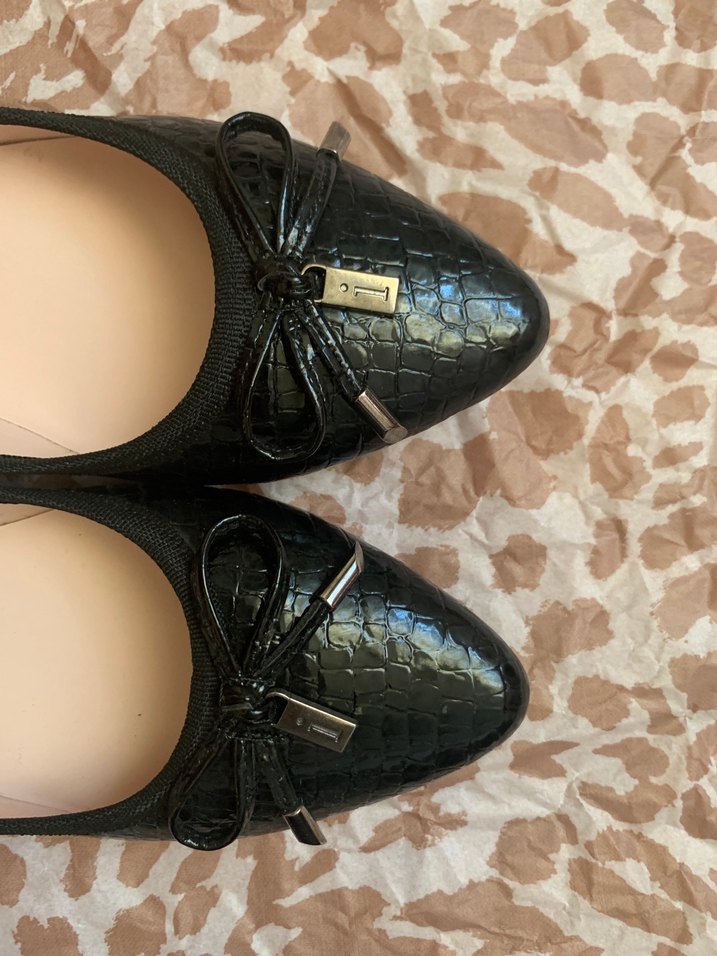 Klasik Siyah Yılan Desenli Kadın Babet - Görsel 5