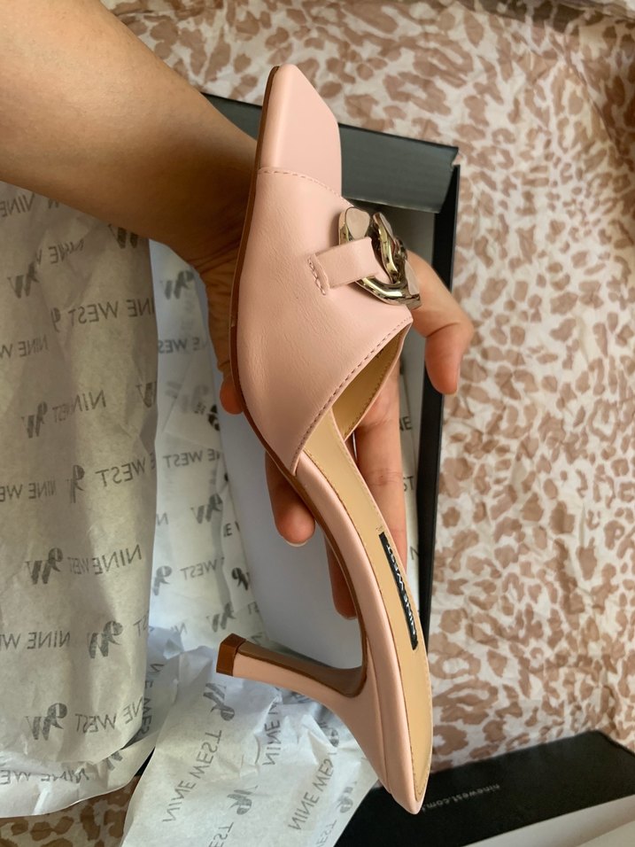 Zincir Detaylı pembe Blok Topuklu Terlik - Görsel 4