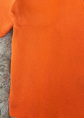 Turuncu V Yaka Kadın Triko Kazak crop ambar marka - Görsel 2