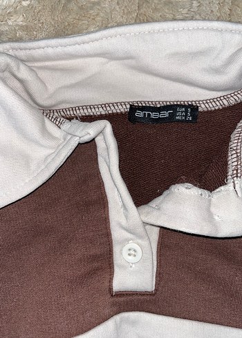 ambar Düğmeli Kahverengi Midi crop - Görsel 3